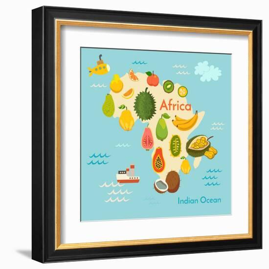 Fruit World Map Africa-coffeee_in-Framed Art Print