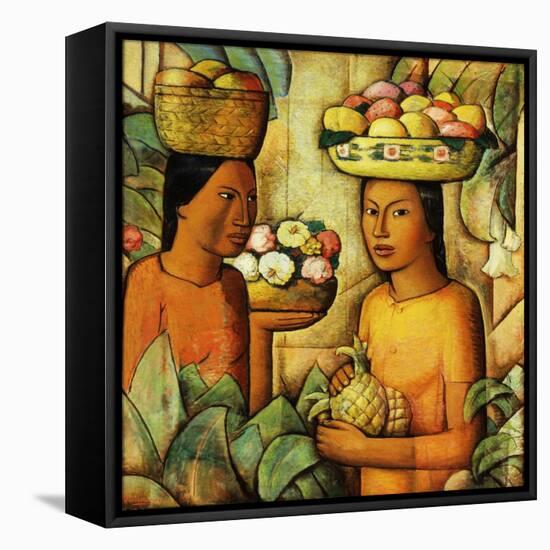 Fruits and Flowers; Frutas Y Flores, (Oil on Canvas)-Alfredo Ramos Martinez-Framed Premier Image Canvas