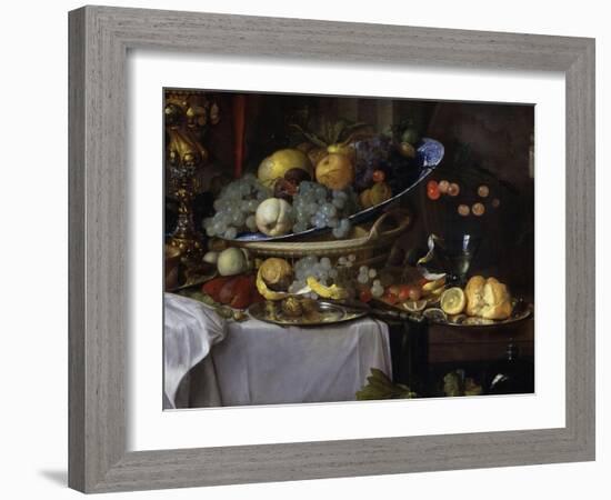 Fruits and Rich Dishes on a Table, 1640, Detail-Jan Davidsz. de Heem-Framed Giclee Print