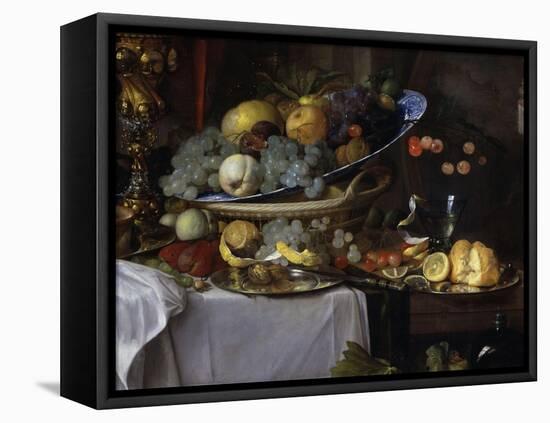 Fruits and Rich Dishes on a Table, 1640, Detail-Jan Davidsz. de Heem-Framed Premier Image Canvas