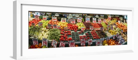 Fruits and vegetables for sale at Pike Place Market, Seattle, Washington State, USA-Panoramic Images-Framed Premium Photographic Print