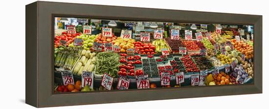 Fruits and vegetables for sale at Pike Place Market, Seattle, Washington State, USA-Panoramic Images-Framed Premier Image Canvas