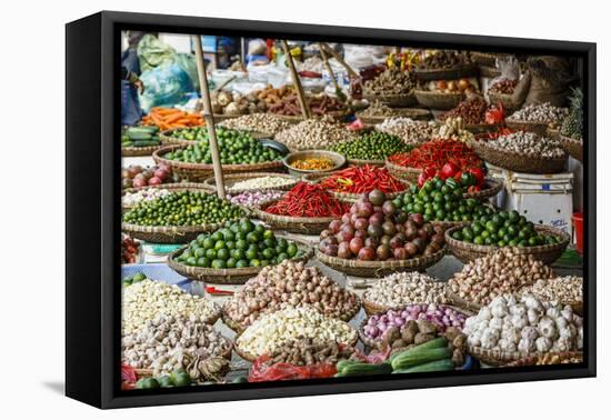Fruits and Vegetables Stall at a Market in the Old Quarter, Hanoi, Vietnam, Indochina-Yadid Levy-Framed Premier Image Canvas
