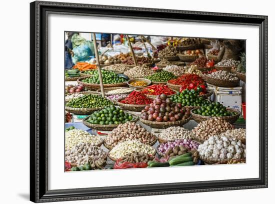 Fruits and Vegetables Stall at a Market in the Old Quarter, Hanoi, Vietnam, Indochina-Yadid Levy-Framed Photographic Print