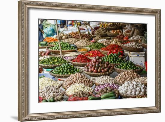 Fruits and Vegetables Stall at a Market in the Old Quarter, Hanoi, Vietnam, Indochina-Yadid Levy-Framed Photographic Print