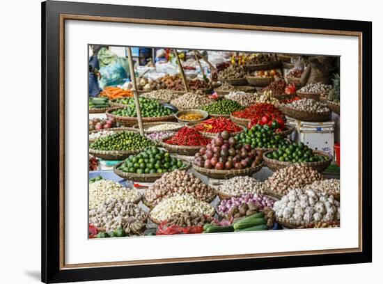 Fruits and Vegetables Stall at a Market in the Old Quarter, Hanoi, Vietnam, Indochina-Yadid Levy-Framed Photographic Print