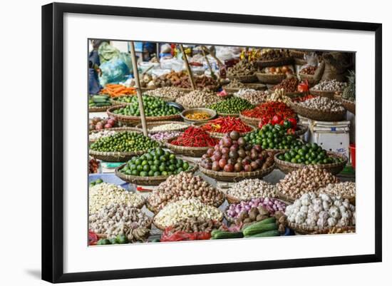 Fruits and Vegetables Stall at a Market in the Old Quarter, Hanoi, Vietnam, Indochina-Yadid Levy-Framed Photographic Print