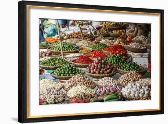 Fruits and Vegetables Stall at a Market in the Old Quarter, Hanoi, Vietnam, Indochina-Yadid Levy-Framed Photographic Print