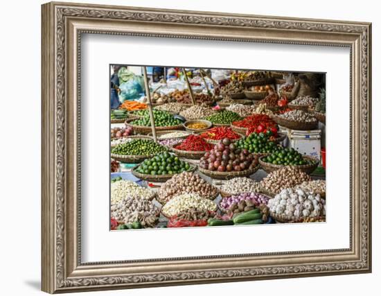 Fruits and Vegetables Stall at a Market in the Old Quarter, Hanoi, Vietnam, Indochina-Yadid Levy-Framed Photographic Print