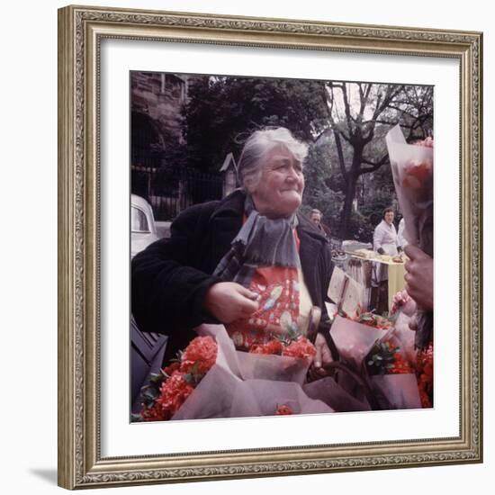 Fruits, Vegetables, Meat, Polutry, and Flowers Sold in Rue Mouffetard Market, Quartier Latin-Alfred Eisenstaedt-Framed Photographic Print