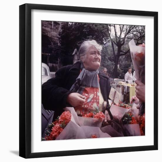 Fruits, Vegetables, Meat, Polutry, and Flowers Sold in Rue Mouffetard Market, Quartier Latin-Alfred Eisenstaedt-Framed Photographic Print