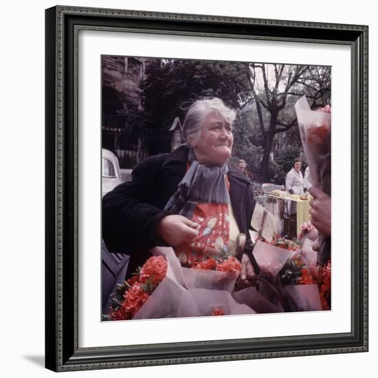 Fruits, Vegetables, Meat, Polutry, and Flowers Sold in Rue Mouffetard Market, Quartier Latin-Alfred Eisenstaedt-Framed Photographic Print