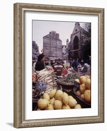 Fruits, Vegetables, Meat, Polutry, and Flowers Sold in Rue Mouffetard Market, Quartier Latin-Alfred Eisenstaedt-Framed Photographic Print