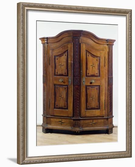 Fruitwood Cabinet with Molded Cornice and Carved Panels, Ca 1780, Germany-null-Framed Giclee Print