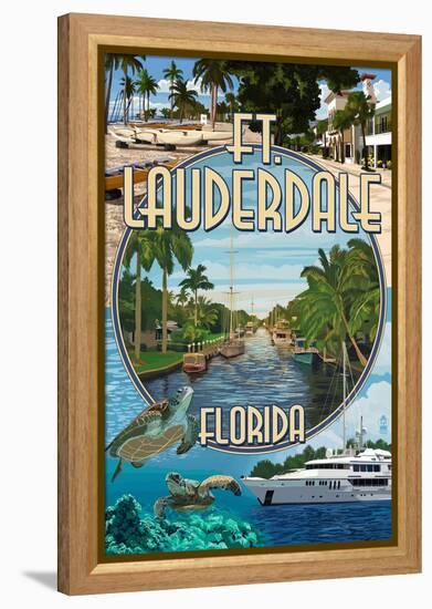 Ft. Lauderdale, Florida - Montage-Lantern Press-Framed Stretched Canvas