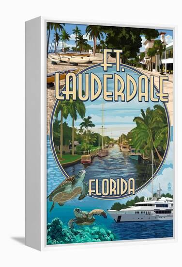 Ft. Lauderdale, Florida - Montage-Lantern Press-Framed Stretched Canvas