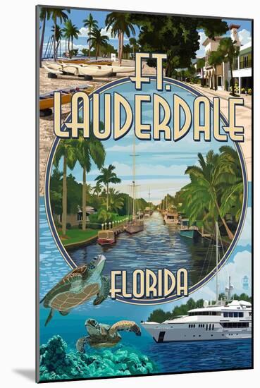 Ft. Lauderdale, Florida - Montage-Lantern Press-Mounted Art Print