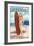 Ft. Lauderdale, Florida - Pinup Girl Surfing-Lantern Press-Framed Art Print