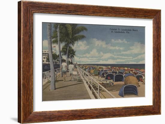 Ft. Lauderdale, Florida - View of Ft. L. Boardwalk-Lantern Press-Framed Art Print