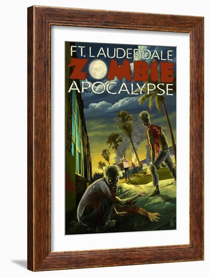 Ft. Lauderdale, Florida - Zombie Apocalypse-Lantern Press-Framed Art Print