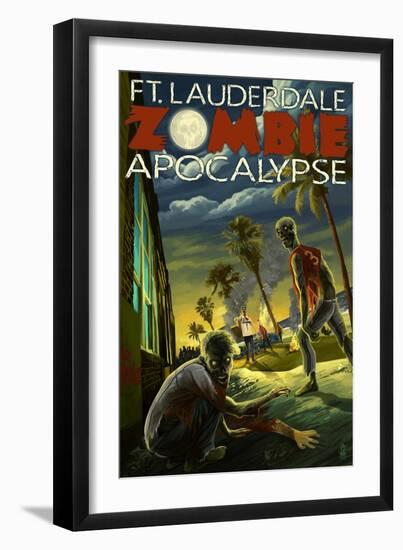 Ft. Lauderdale, Florida - Zombie Apocalypse-Lantern Press-Framed Art Print