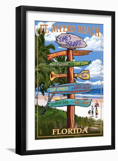 Ft. Myers Beach, Florida - Destination Signs-Lantern Press-Framed Art Print