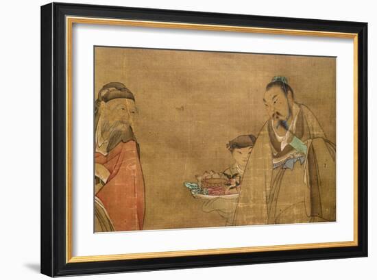 Fu, Lu, Shou; the Three Ages (Ink on Paper)-Chen Hongshou-Framed Giclee Print