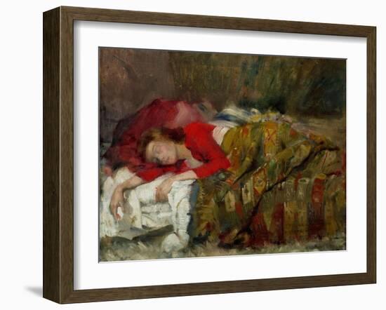 Fuer meine Lottchen-For my Lotty-Femme endormie. Canvas 32 x 40 cm R. F.1982-26.-Lovis Corinth-Framed Giclee Print