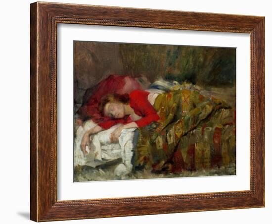 Fuer meine Lottchen-For my Lotty-Femme endormie. Canvas 32 x 40 cm R. F.1982-26.-Lovis Corinth-Framed Giclee Print