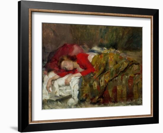 Fuer meine Lottchen-For my Lotty-Femme endormie. Canvas 32 x 40 cm R. F.1982-26.-Lovis Corinth-Framed Giclee Print