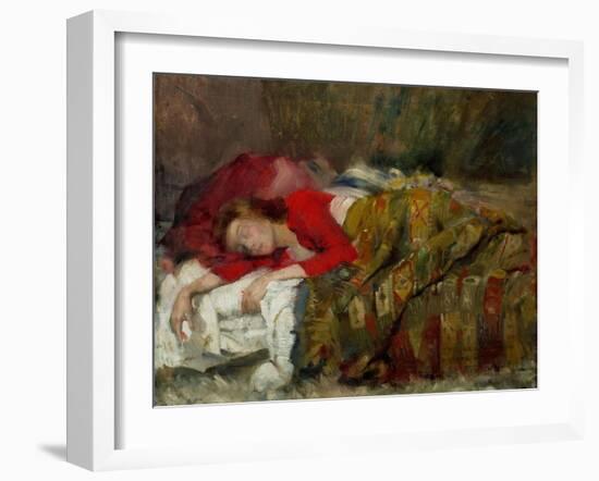 Fuer meine Lottchen-For my Lotty-Femme endormie. Canvas 32 x 40 cm R. F.1982-26.-Lovis Corinth-Framed Giclee Print