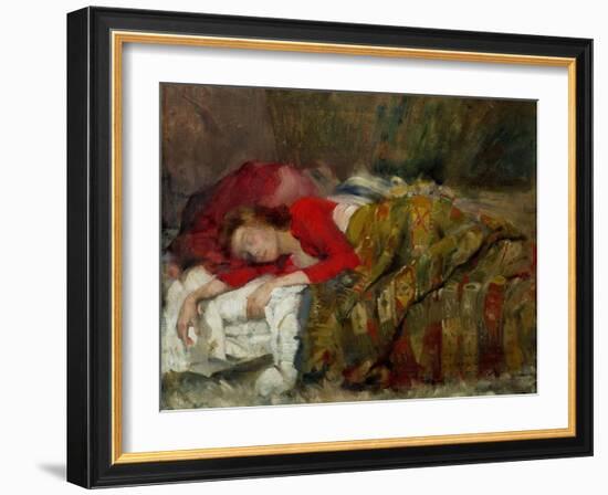 Fuer meine Lottchen-For my Lotty-Femme endormie. Canvas 32 x 40 cm R. F.1982-26.-Lovis Corinth-Framed Giclee Print