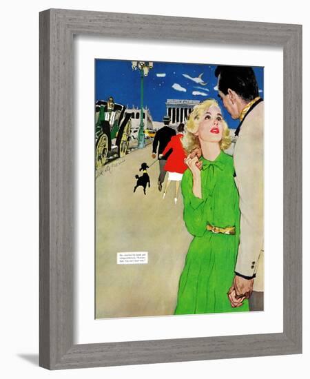Fugitive From Romance - Saturday Evening Post "Leading Ladies", April 6, 1957 pg.35-Joe deMers-Framed Giclee Print
