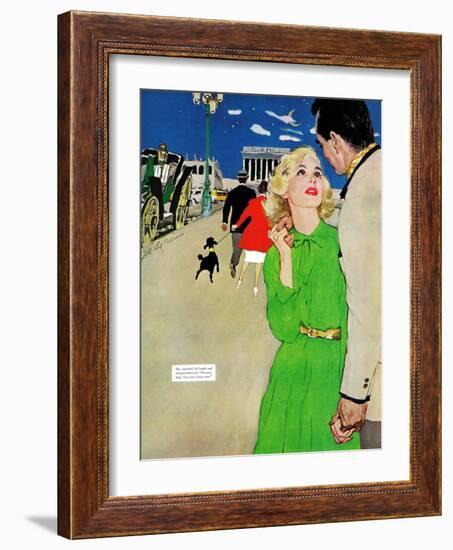 Fugitive From Romance - Saturday Evening Post "Leading Ladies", April 6, 1957 pg.35-Joe deMers-Framed Giclee Print