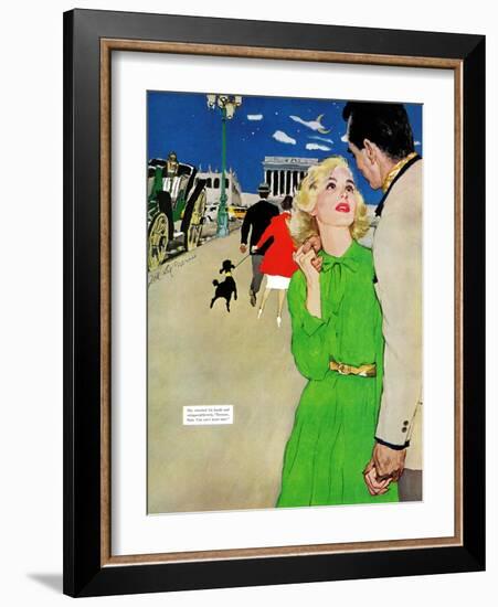 Fugitive From Romance - Saturday Evening Post "Leading Ladies", April 6, 1957 pg.35-Joe deMers-Framed Giclee Print