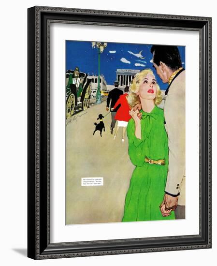 Fugitive From Romance - Saturday Evening Post "Leading Ladies", April 6, 1957 pg.35-Joe deMers-Framed Giclee Print