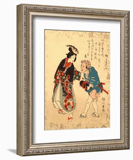 Fugu No Bijin to Kurage No Tomo-Yanagawa Shigenobu-Framed Giclee Print