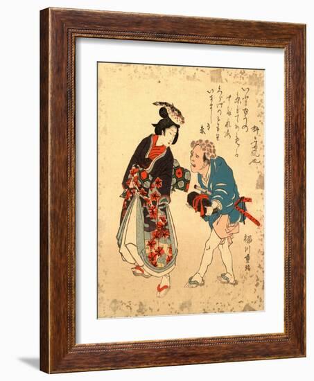 Fugu No Bijin to Kurage No Tomo-Yanagawa Shigenobu-Framed Giclee Print