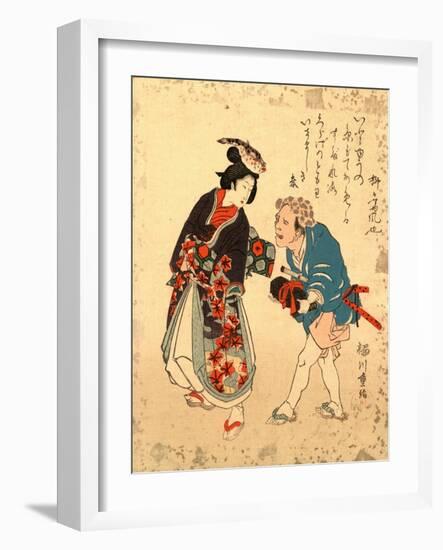 Fugu No Bijin to Kurage No Tomo-Yanagawa Shigenobu-Framed Giclee Print