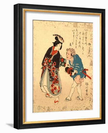 Fugu No Bijin to Kurage No Tomo-Yanagawa Shigenobu-Framed Giclee Print