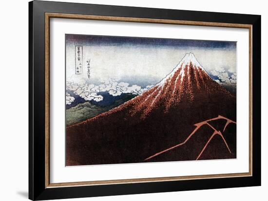 Fuji Above the Lightning, C1823-Katsushika Hokusai-Framed Giclee Print