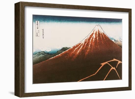 Fuji Above the Lightning", from the Series "36 Views of Mt. Fuji"-Katsushika Hokusai-Framed Giclee Print