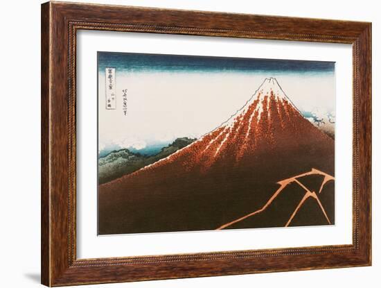 Fuji Above the Lightning", from the Series "36 Views of Mt. Fuji"-Katsushika Hokusai-Framed Giclee Print