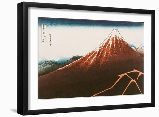 Fuji Above the Lightning", from the Series "36 Views of Mt. Fuji"-Katsushika Hokusai-Framed Giclee Print