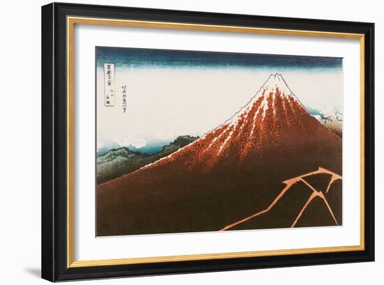 Fuji Above the Lightning", from the Series "36 Views of Mt. Fuji"-Katsushika Hokusai-Framed Giclee Print