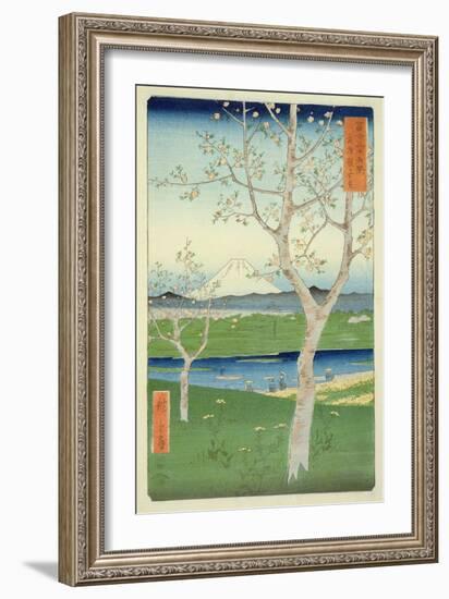 Fuji from Koshigaya, Mushashi, No.14 from the Series '36 Views of Mt. Fuji', ('Fuji Saryu Rokkei')-Ando Hiroshige-Framed Giclee Print