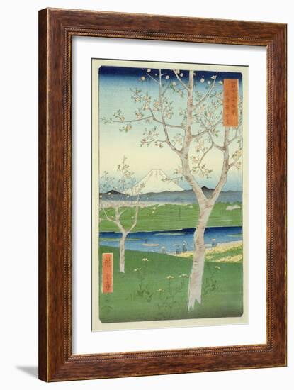 Fuji from Koshigaya, Mushashi, No.14 from the Series '36 Views of Mt. Fuji', ('Fuji Saryu Rokkei')-Ando Hiroshige-Framed Giclee Print