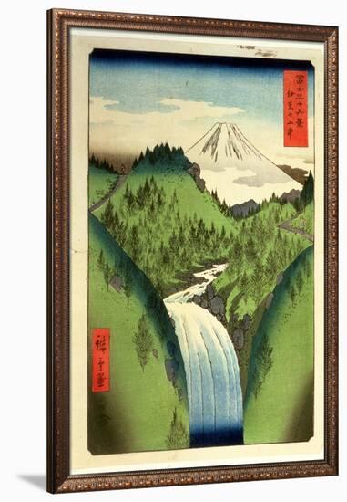 Fuji from the Mountains of Isu, No.22 from the Series '36 Views of Mt.Fuji' ('Fuji Saryu Rokkei')-Ando Hiroshige-Framed Premium Giclee Print