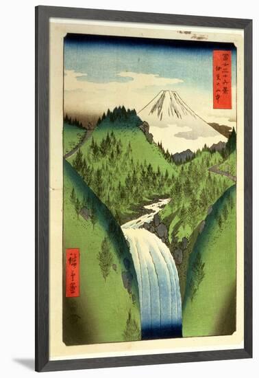 Fuji from the Mountains of Isu, No.22 from the Series '36 Views of Mt.Fuji' ('Fuji Saryu Rokkei')-Ando Hiroshige-Framed Premium Giclee Print