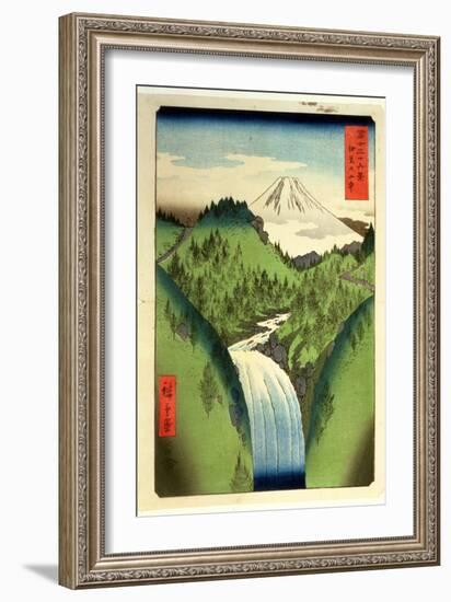 Fuji from the Mountains of Isu, No.22 from the Series '36 Views of Mt.Fuji' ('Fuji Saryu Rokkei')-Ando Hiroshige-Framed Giclee Print